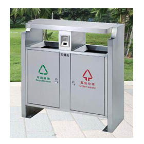Upscale city waste can with stainless steel HW-87