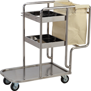 Stainless Steel Hotel Guest Room Cleaning Linen Trolley / Hospital Laundry Trolley Kw-08A