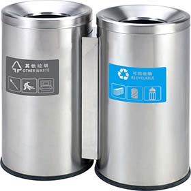 Rounded Outdoor waste can with stainless steel HW-314