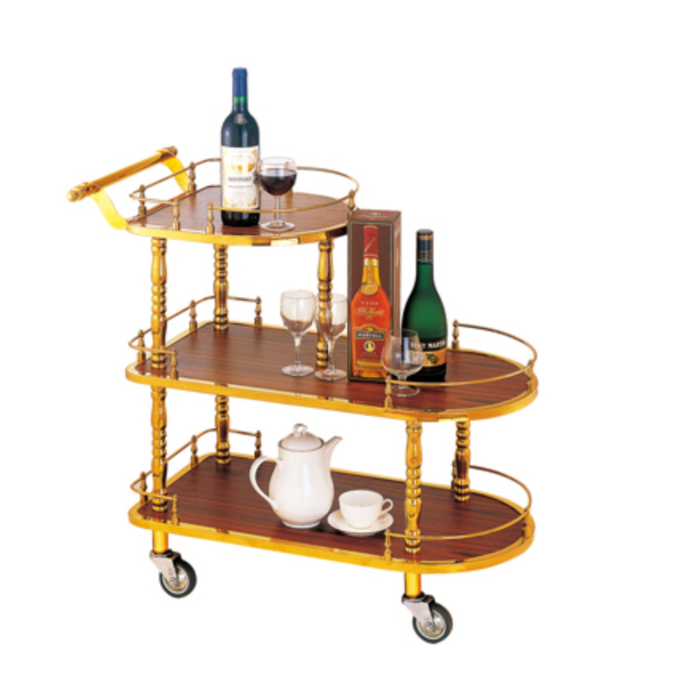 Luxury Stailess Steel and Wood Service Trolley for Restaurant (FW-42)