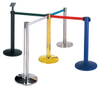 Metal Black Paint Crowd Control Retractable Railing Stand for Shopping Mall 