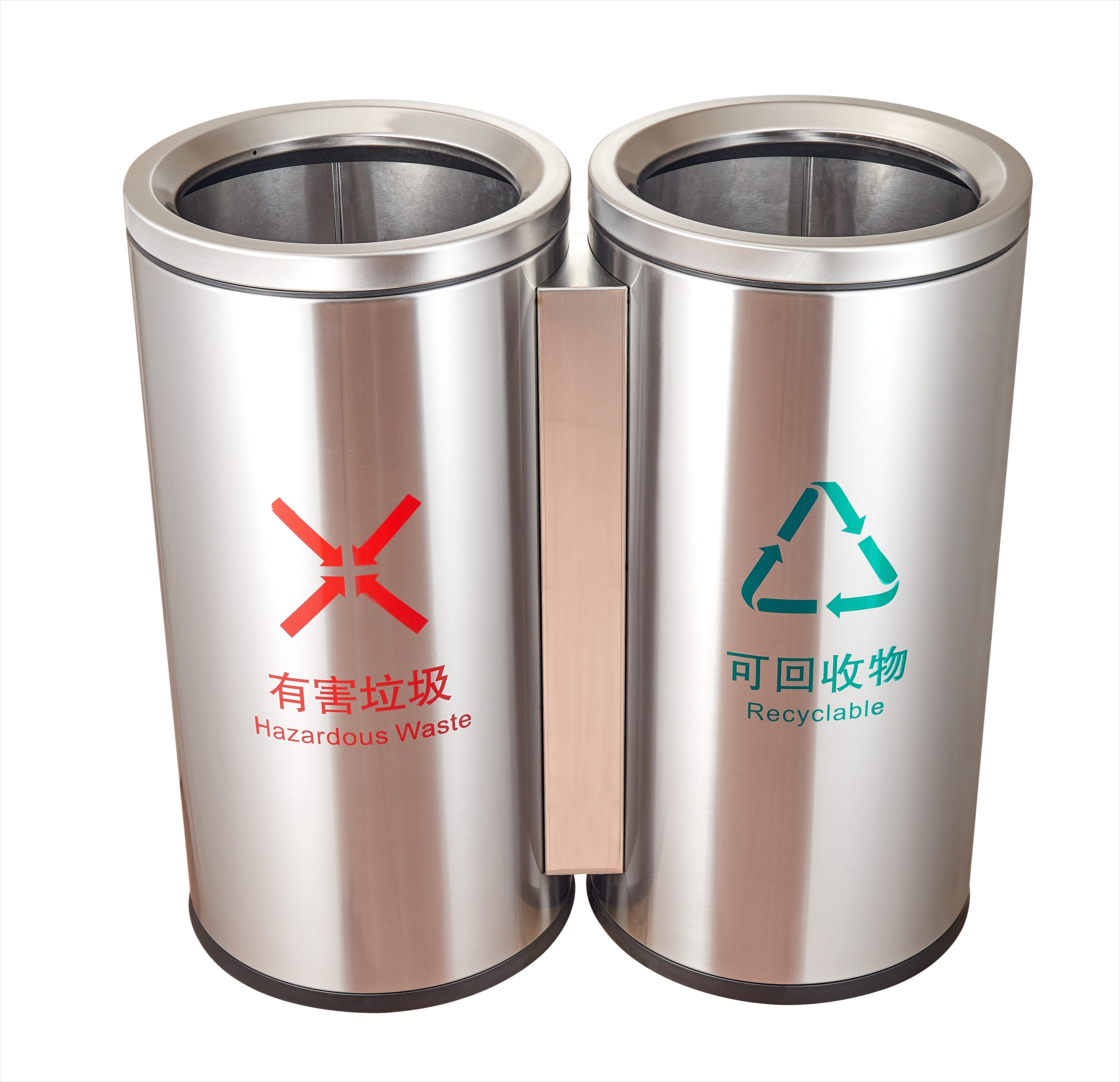 2in1 Rounded Stainless Steel Trash can with Flip lid