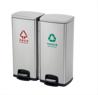 Dual Compartment Stainless Steel Recycle Garbage Bin 30L+30L for Kitchen, Office, Home - Silent And Gentle Open And Close